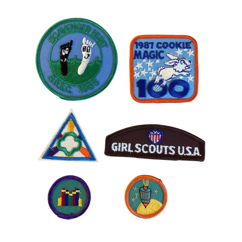 1980s Girl Scouts USA Patches Vintage Cookie Magic Scavenger Hunt Retro Badges
